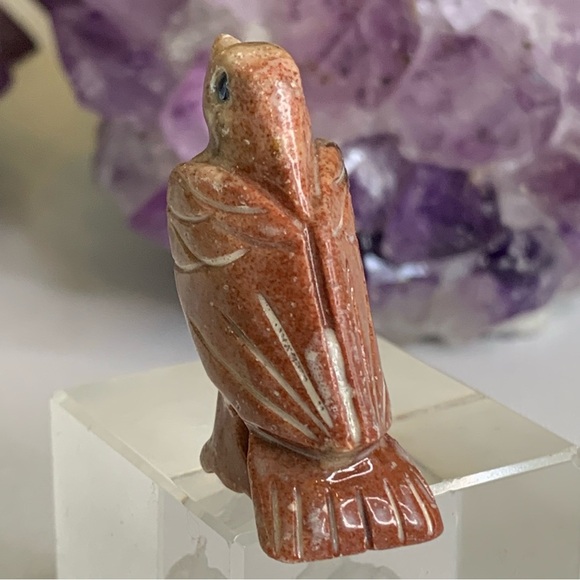 Miniature EAGLE Stone Carving Mini Figurine Steatite Soapstone Animal Figure 1.5 - Picture 3 of 13